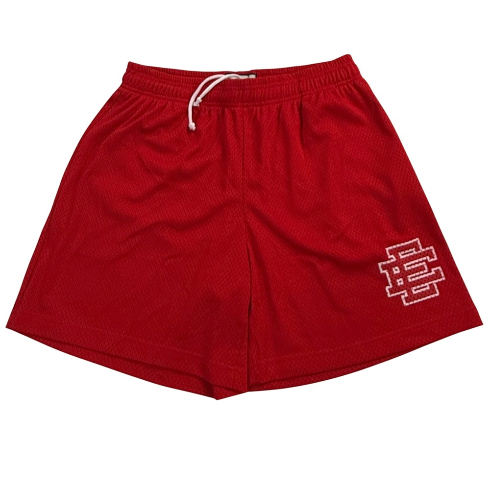 Eric Emanuel Basic Mesh Shorts Red White EE Logo Mens Large Made in NY